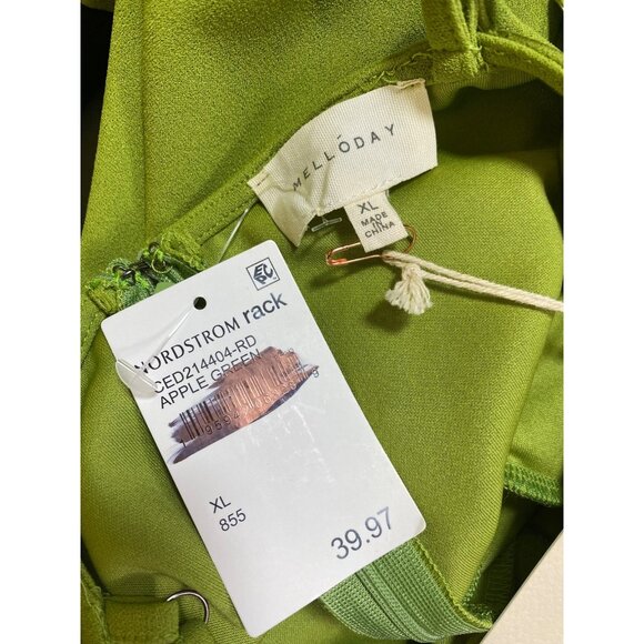 Melloday Apple Green Cocktail Midi Dress XL Stretch Sexy Bodycon Rave Y2k Party - Picture 4 of 7